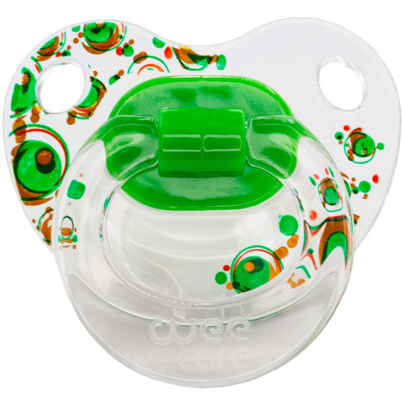 پستانک ارتودنسی وی کر مدل دسته دار شفاف چاپدار happy سایز +12 ماه کد P117