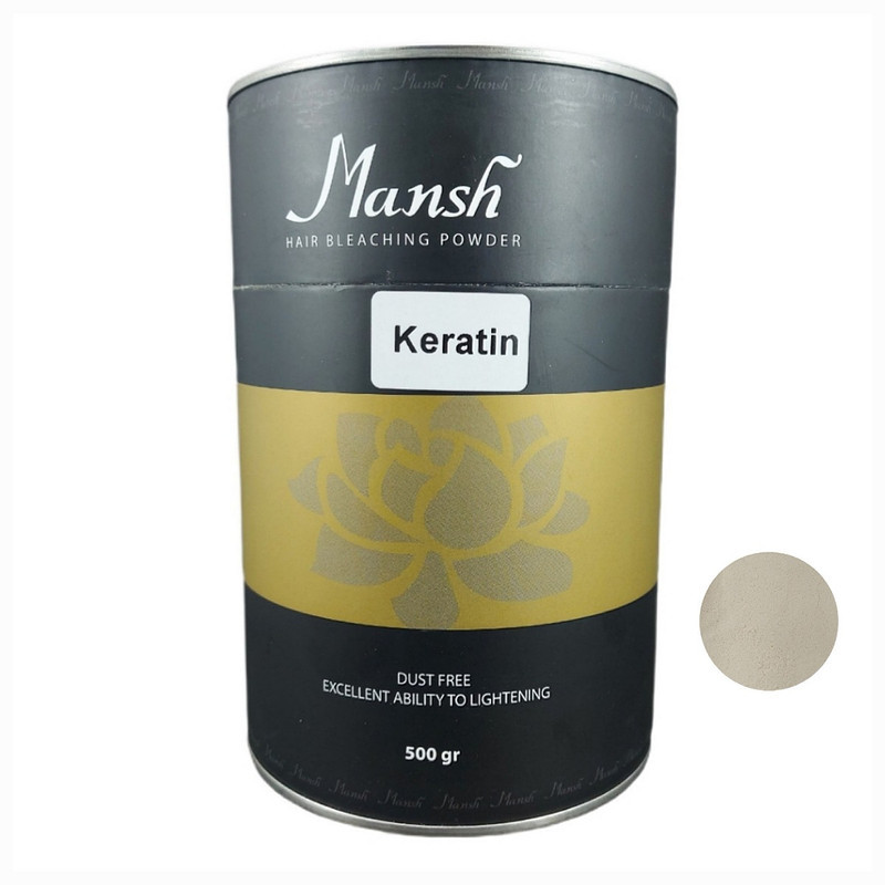 پودر دکلره مانش مدل keratin وزن 500 گرم رنگ الماسی
