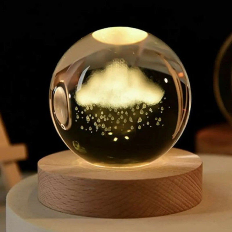 چراغ خواب مدل گوی کریستالی ابر بارون 3D