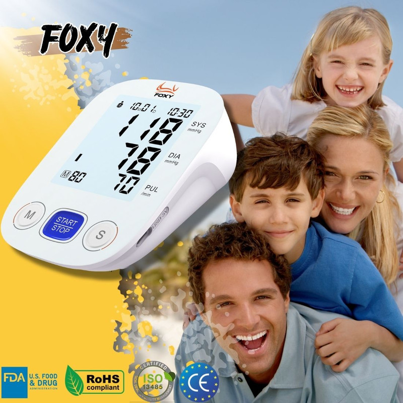 فشارسنج بازویی دیجیتال فوکسی مدل WHITE با قابلیت اندازه‌گیری فشار خون و ضربان قلب، حافظه بالای 99 رکورد، پشتیبانی دو کاربره، تشخیص آریتمی، نمایشگر LCD و همراه پاوربانک و کیف ضد ضربه