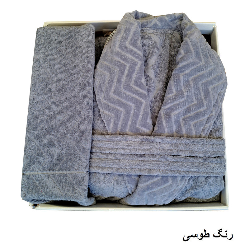 سرویس حوله پالتویی ۴ تکه الماس مدل تن پوش برجسته کد  H_403 سایز ۱۲۵ سانتی متر