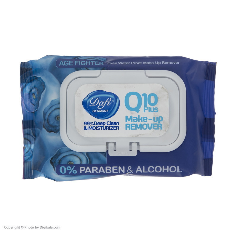 دستمال پاک کننده آرایش دافی مدل AGE FIGHTERING Q10 PLUS بسته 50 عددی