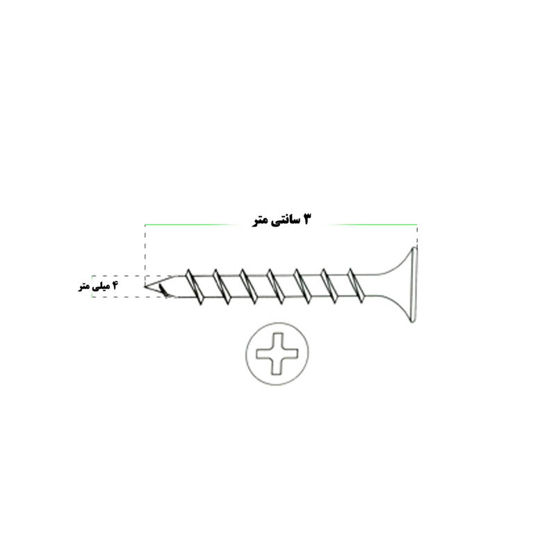 پیچ ام دی اف MDF مدل iBALL 4x30 بسته 100 عددی