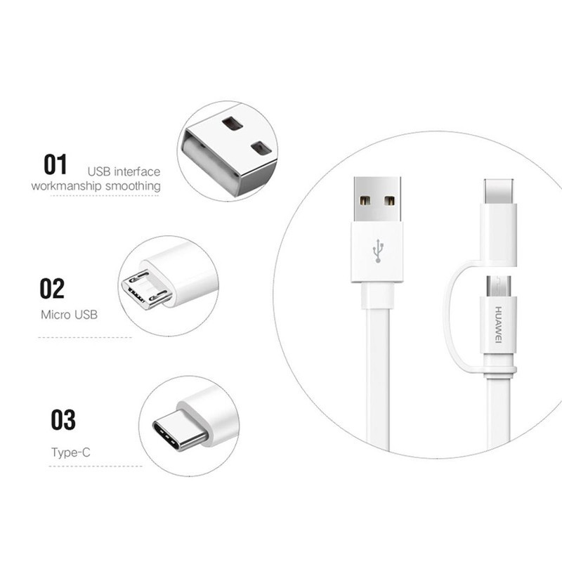 کابل تبدیل USB به USB-C  MicroUSB هوآوی مدل AP55S  طول 1.5 متر