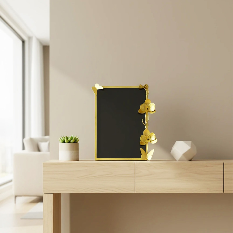 قاب عکس مدل گل ارکیده و پروانه سایز 13×21 سانتیمتر