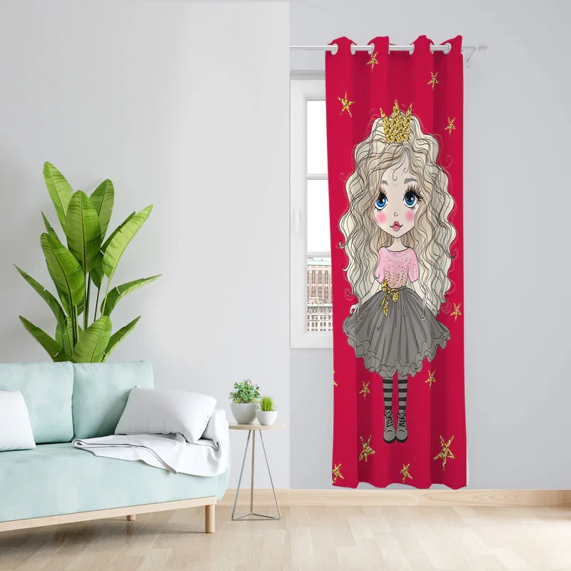 پرده مدل هازان چاپی طرح کودکانه دختر کد 1006 سایز 140x280 سانتی متر