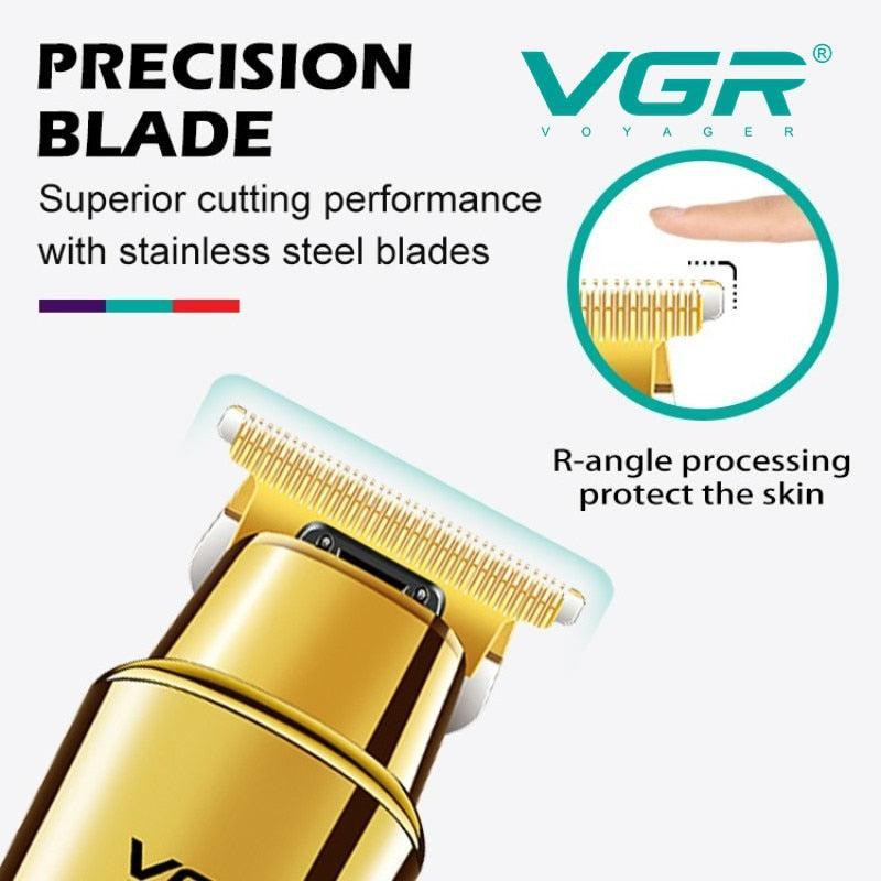 ماشین اصلاح موی سر و صورت وی جی آر مدل V-947 با تیغه استیل ضد زنگ، باتری لیتیوم یونی 2000 میلی‌آمپر، 500 دقیقه استفاده پس از شارژ، طراحی ارگونومیک و قابلیت اصلاح حجم زن