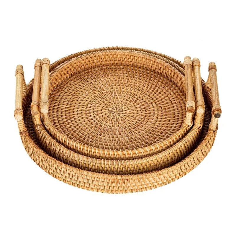 سینی مدل حصیری بسته 3 عددی