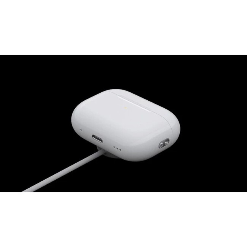 هدفون بلوتوثی اپل مدل AirPods Pro 2nd Generation با نویز کنسلینگ فعال (ANC)، نویز کنسلینگ میکروفون (ENC)، درگاه شارژ USB Type-C، با قابلیت شارژ بی‌سیم، دارای میکروفون دوگانه از نوع Beamforming، مقاومت در برابر رطوبت و عرق