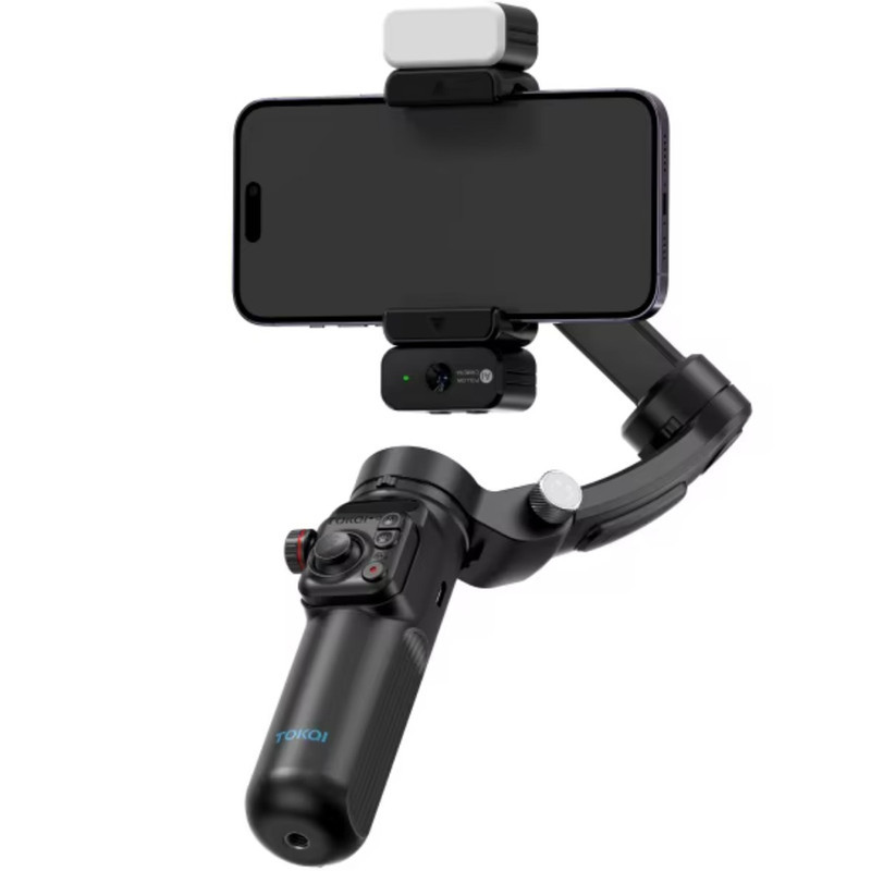 گیمبال و استابیلایزر هوشمند توکی مدل M03 AI 3-Axis به همراه دوربین دنبال کننده و میکروفون و فلش