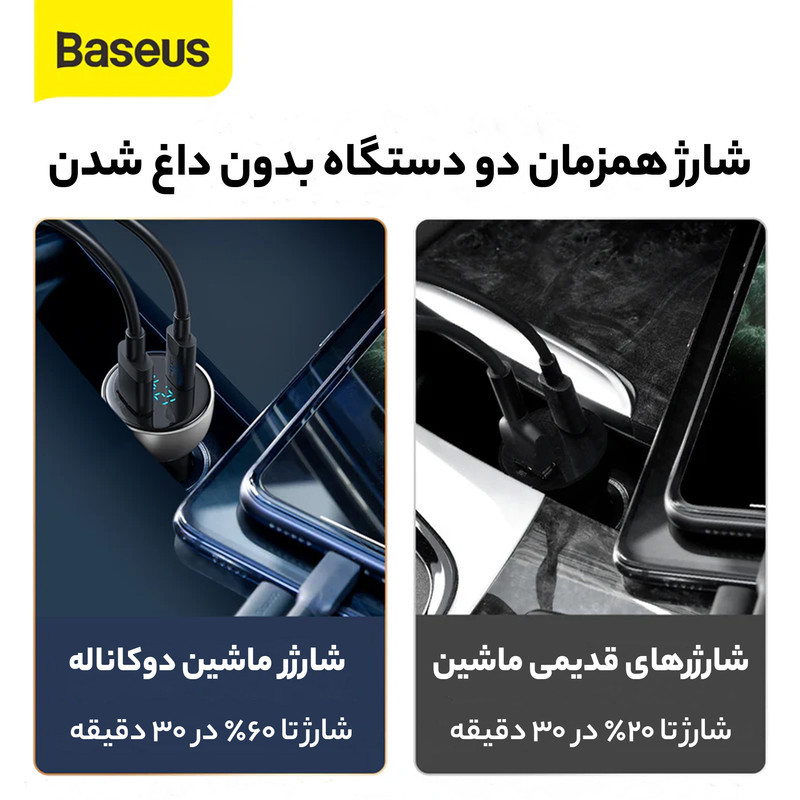 شارژر فندکی 65 وات باسئوس مدل CCKX-C0A