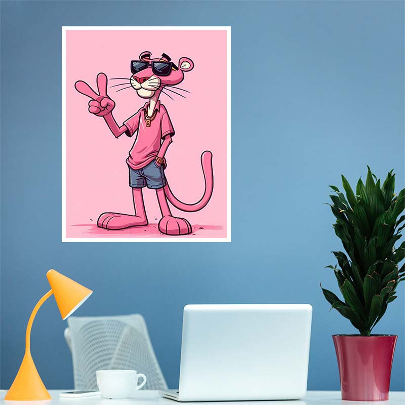 پوستر کارنيکا طرح پلنگ صورتی pink panther کد 31213 مجموعه 8 عددی