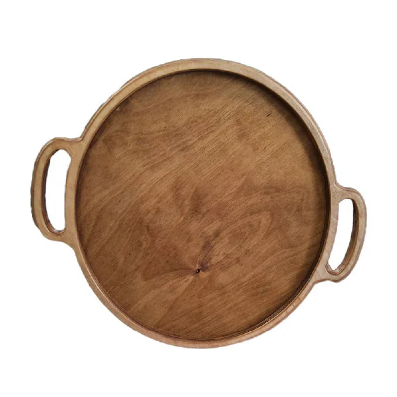 سینی مدل دسته دار چوبی کد 517  گرد سایز  25*25 سانتی متر