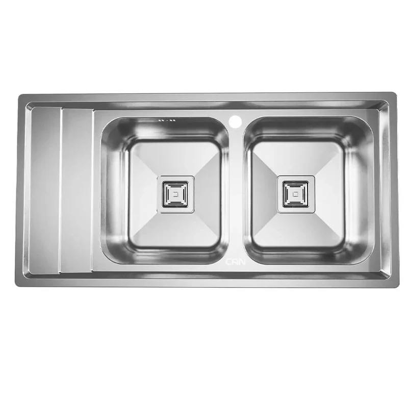 سینک ظرفشویی استیل توکار دو لگنه کن مدل 6132L