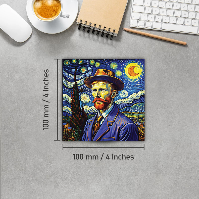 زیر لیوانی مدل رومادون طرح ونگوگ VanGogh و نقاشی شب پر ستاره کد 04