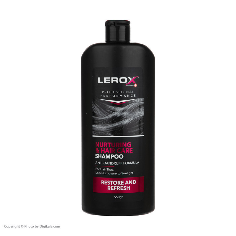 شامپو مو تقویت‌کننده مو لروکس مخصوص موهای آسیب‌دیده و خشک، وزن 550 گرم مدل Nurturing & Hair Care، ترمیم‌کننده، براق‌کننده، برطرف‌کننده وز مو، الکتریسیته مو و لطافت‌بخش با عصاره جلبک گالبنا