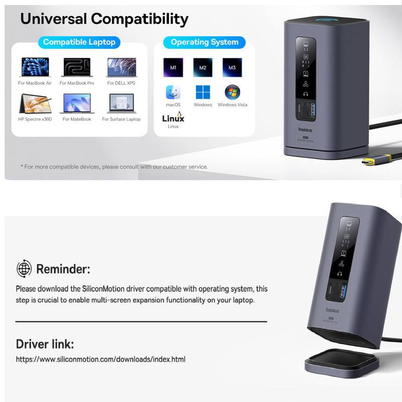 هاب 10 پورت USB-C بیسوس مدل BS-OH174   به همراه کابل USB-C