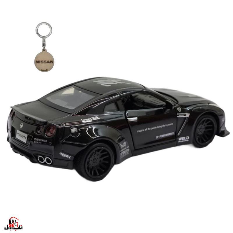 ماکت ماشین ناب سل مدل نیسان جی تی آر فلزی موزیکال چراغدار اسپرت NISSAN GTR SPORT به همراه جاسوییچی