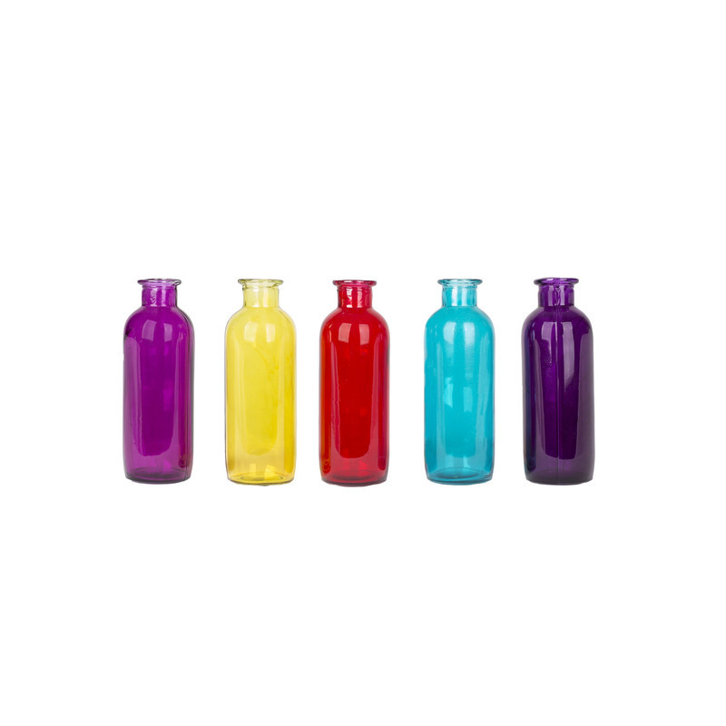 گلدان دکوری مدل مهناز کد 01 شیشه‌ای با ابعاد 6×6×18 سانتی‌متر، وزن 250 گرم، قطر داخلی گلوگاه 2.5 سانتی‌متر، قطر بیرونی 4 سانتی‌متر، قطر کف 6 سانتی‌متر