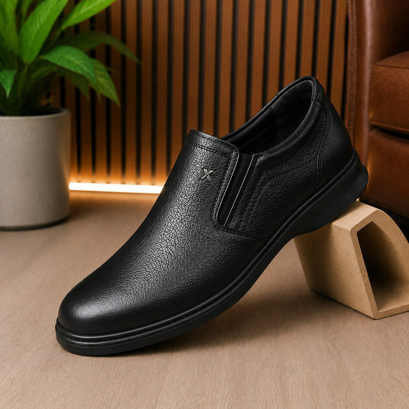 کفش رسمی مردانه چرم طبیعی مدل Slip-on فوق سبک کد 406