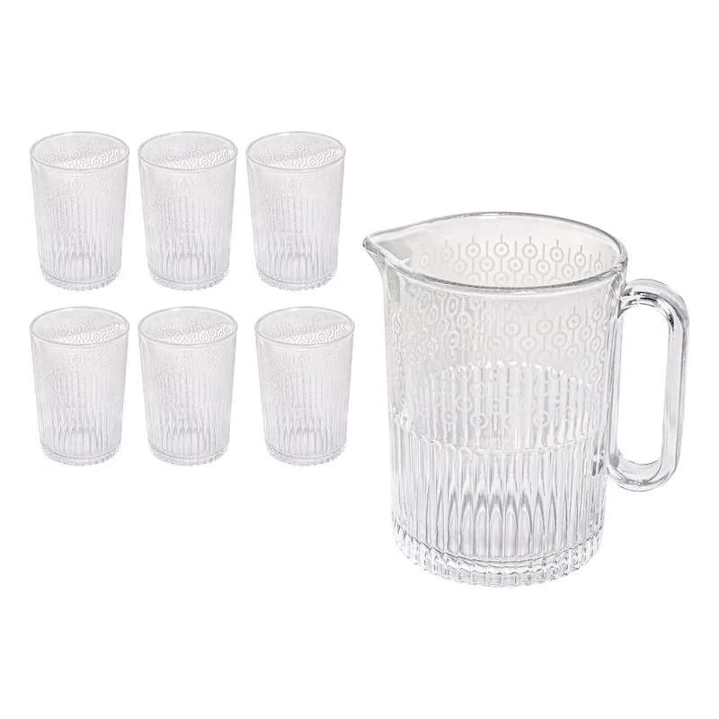 سرویس پارچ و لیوان 7 پارچه لیمون مدل دایره ای کد 2318-2
