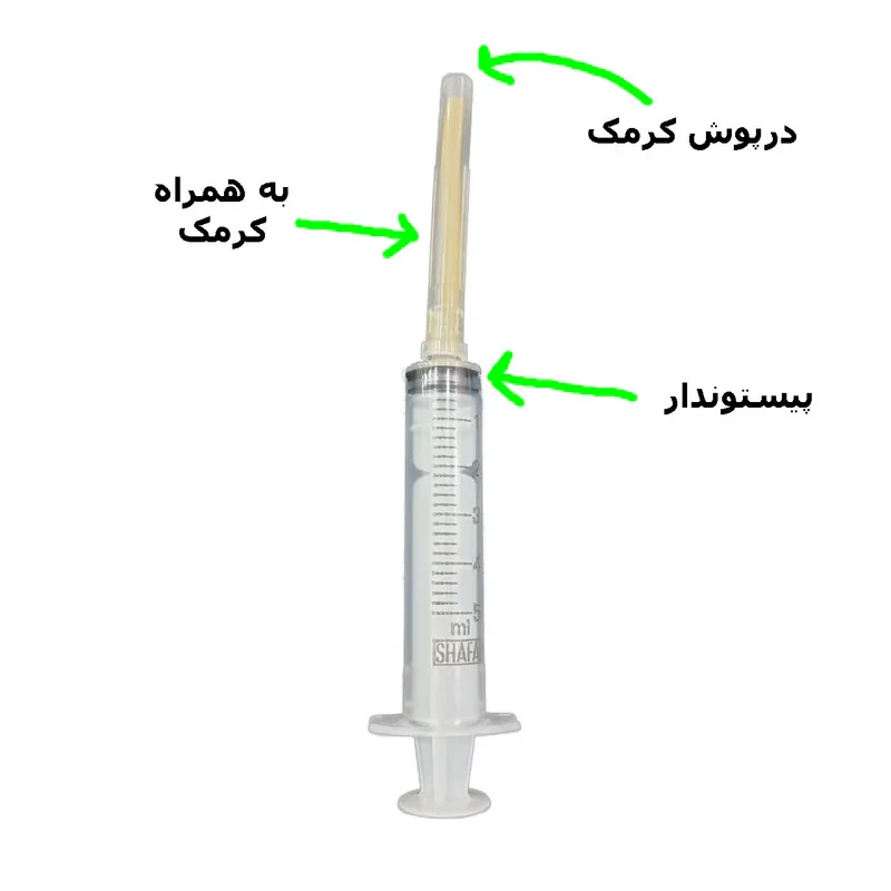 سرنگ غذای کمکی دهی پرنده مدل پیستوندار به همراه کرمک کد 05