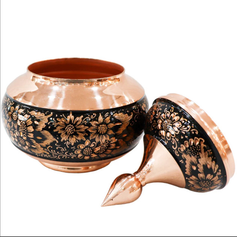 شکلات خوری مسی مدل الماس تراش خمره ای کد 2942