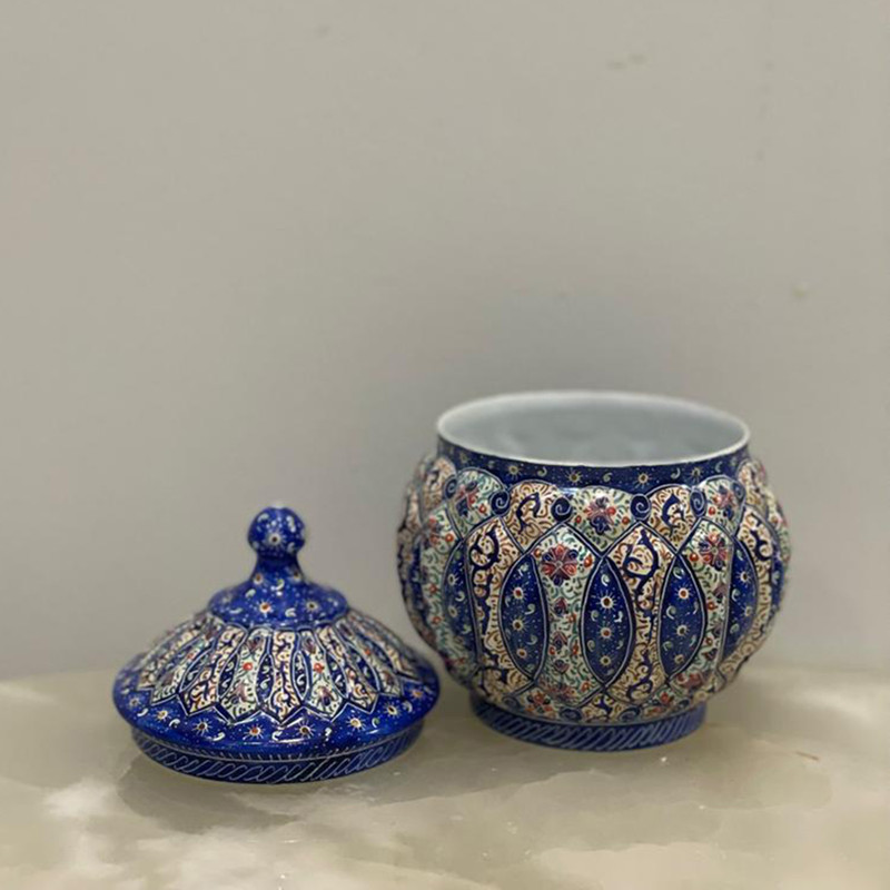 قندان میناکاری اسماعیلی مدل درب دار خانه بندی کد 841159-4