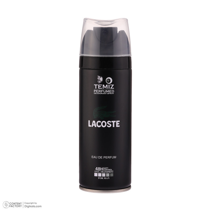 اسپری دئودورانت مردانه تمیز مدل lacoste حجم 200 میلی‌لیتر