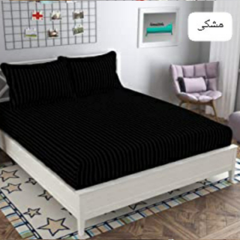 سرویس ملحفه مدل ni09090 طرح هتلی نیکیا کد 140 دو نفره سه تکه