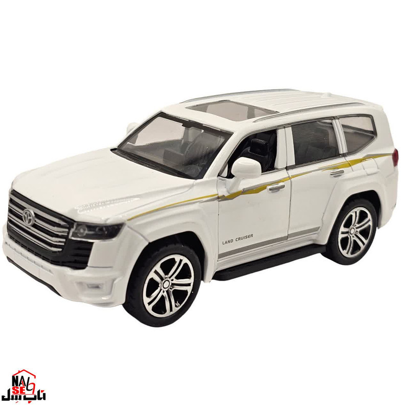 ماکت ماشین ناب سل مدل تویوتا لندکروز فلزی موزیکال چراغدار عقب کش کد Toyota Land Cruiser metal c55566 vx به همراه استند