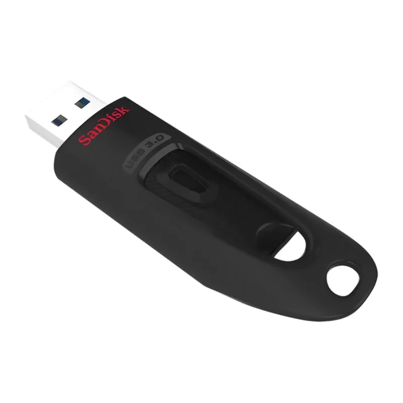 فلش مموری کشویی سن دیسک مدل CZ48 ظرفیت 128 گیگابایت با رابط USB 3.0، سرعت انتقال تا 100 مگابایت بر ثانیه، سازگار با USB 2.0 و قابلیت رمزنگاری اطلاعات
