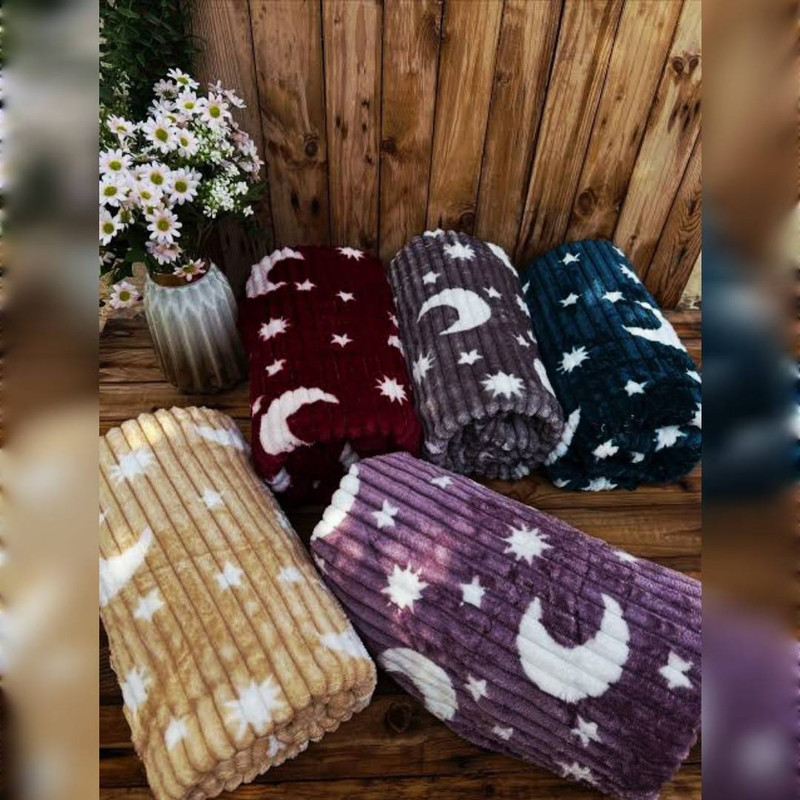 پتو مسافرتی 2 نفره مدل ماه و ستاره دو نفره سایز 220x200 سانتی‌متر