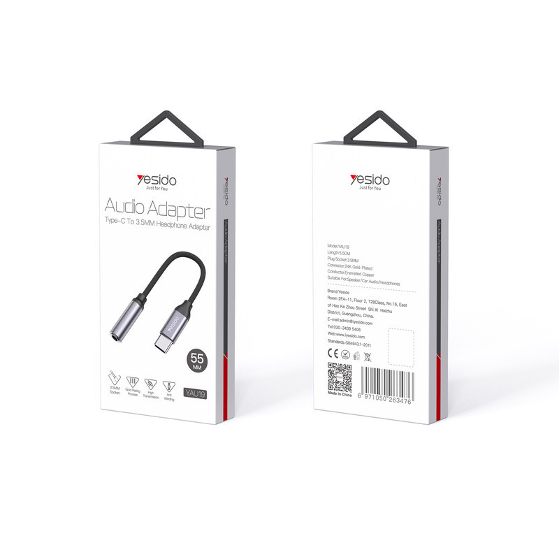 مبدل USB-C به جک 3.5 میلی متری یسیدو مدل YAU-19
