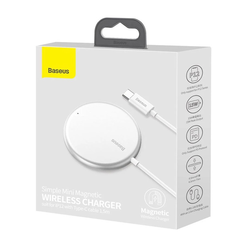 شارژر بی سیم باسئوس مدل Simple Mini Magnetic Wireless Charger WX01-JKF