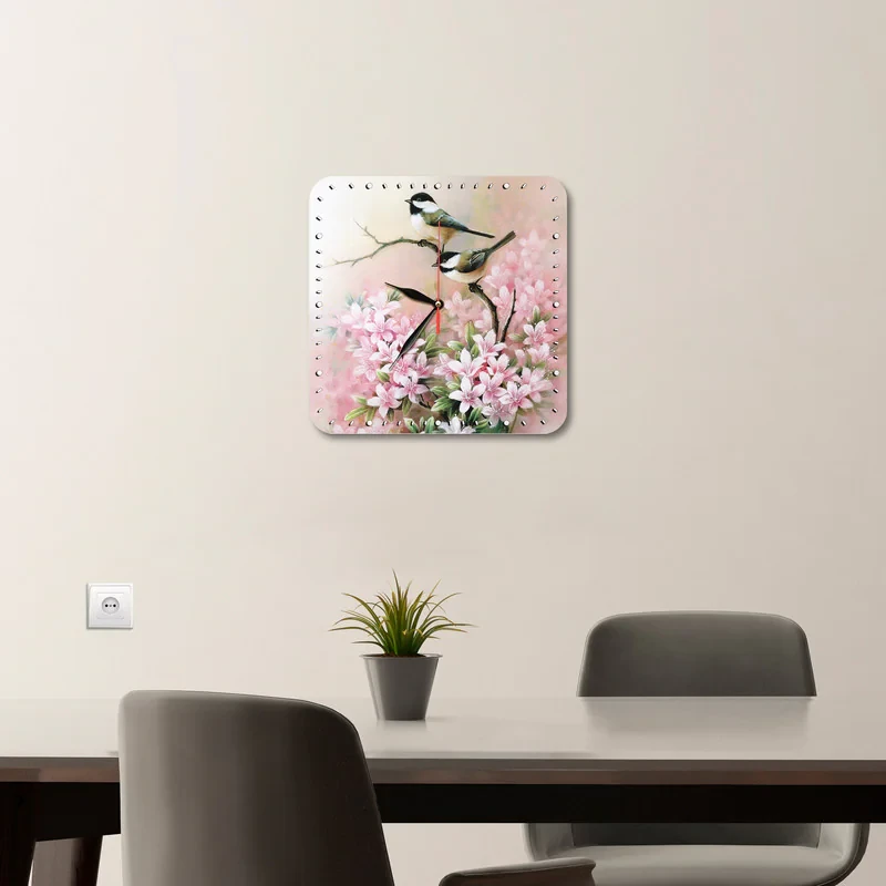 ساعت دیواری طرح گنجشک و گل مدل 1062