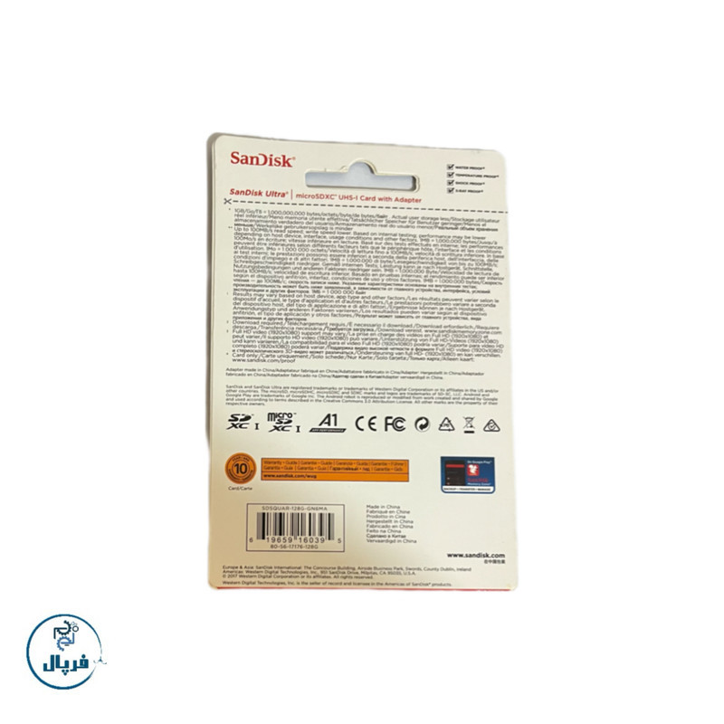 کارت حافظه microSDXC سن دیسک مدل Ultra A1 کلاس 10 استاندارد UHS-I سرعت 100MBps ظرفیت ۱۲۸ گیگابایت به همراه آداپتور SD