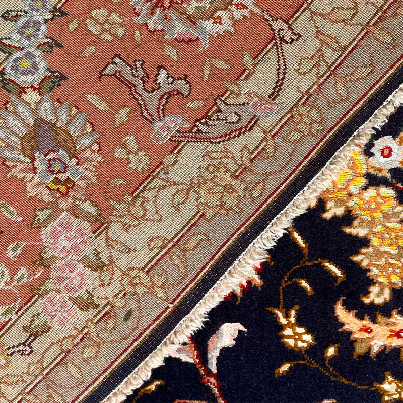 فرش دستبافت دو متری مدل تبریز کد NKP.RJ101 زمینه سرمه ای