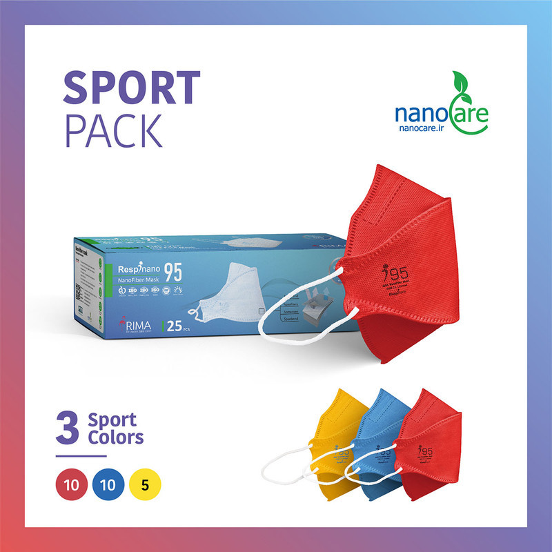 ماسک تنفسی ریما مدل سه بعدی N95 نانو کد Sport-F95 بسته 25 عددی