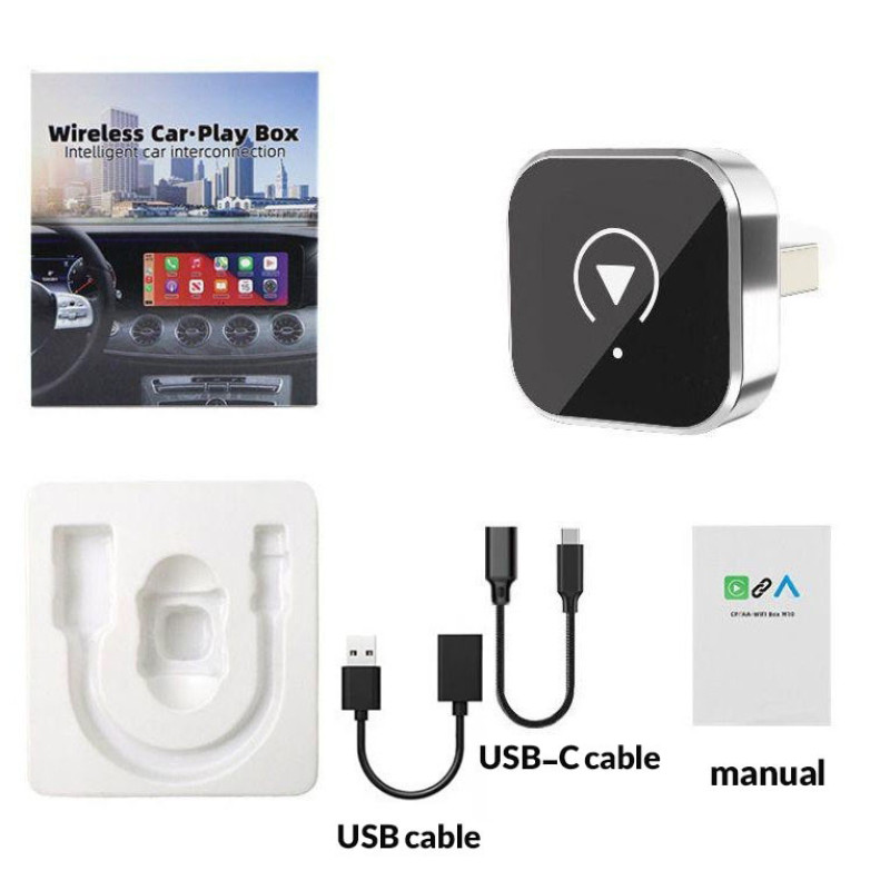 کارپلی و اندروید اتو مدل CPAA-Wifi Box به همراه مبدل USB به USB-C و مبدل USB
