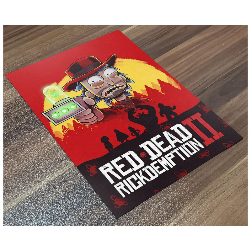 پوستر گوفی مدل ریک در نقش آرتور مورگان بازی رد دد ردمشن انیمیشن ریک و مورتی طرح Rickdemption  کد RED21