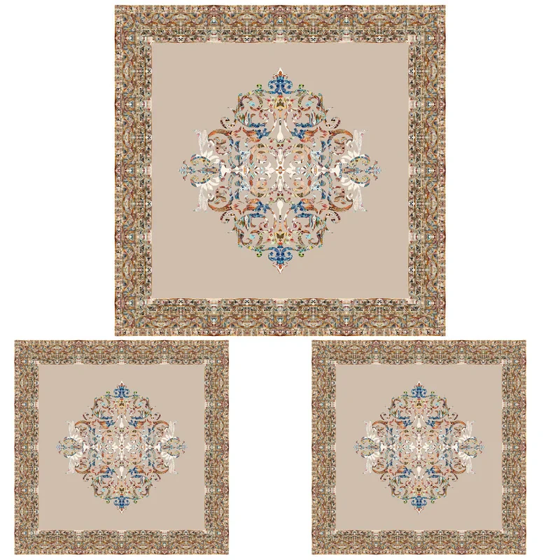 ست رومیزی سه تکه مربع طرح آبرنگ کد 9946.3