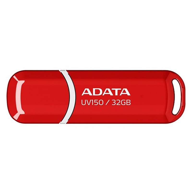 فلش مموری ای دیتا مدل UV150 ظرفیت 32 گیگابایت با رابط USB 3.2 Gen1، سرعت خواندن 90 مگابایت بر ثانیه، سرعت نوشتن 40 مگابایت بر ثانیه، طراحی درپوش‌دار و سازگار با ویندوز، مک و لینوکس