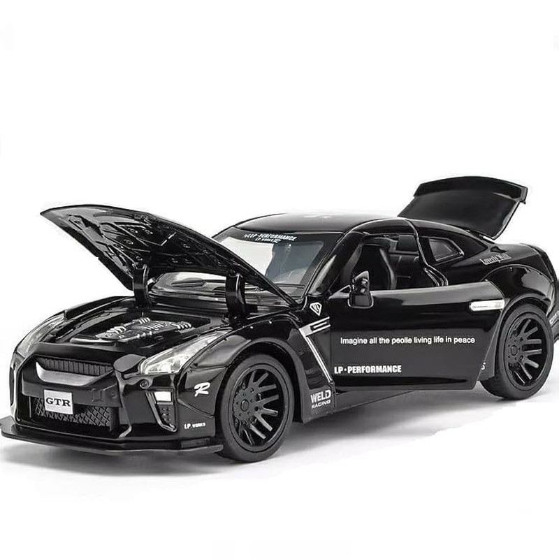 ماکت ماشین ناب سل مدل نیسان جی تی آر فلزی موزیکال چراغدار اسپرت NISSAN GTR SPORT به همراه جاسوییچی