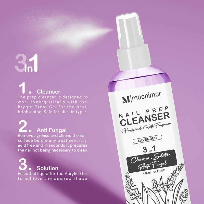 کلینزر کاشت ناخن مونیمار مدل Lavender حجم 420 میلی لیتر