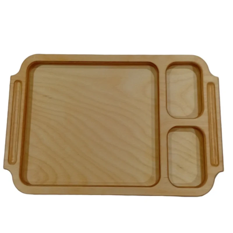 سینی دسته دار مدل چوبی طرح سه خانه کد MP21
