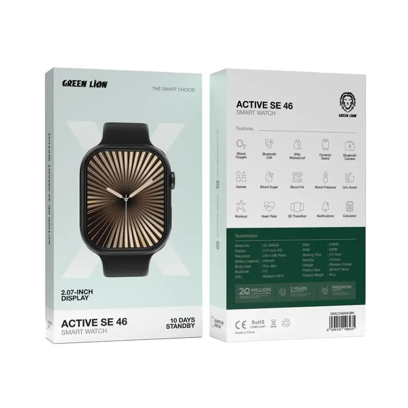 ساعت هوشمند 2.07 اینچی گرین لاین مدل ACTIVE SE 46 با بند سیلیکونی