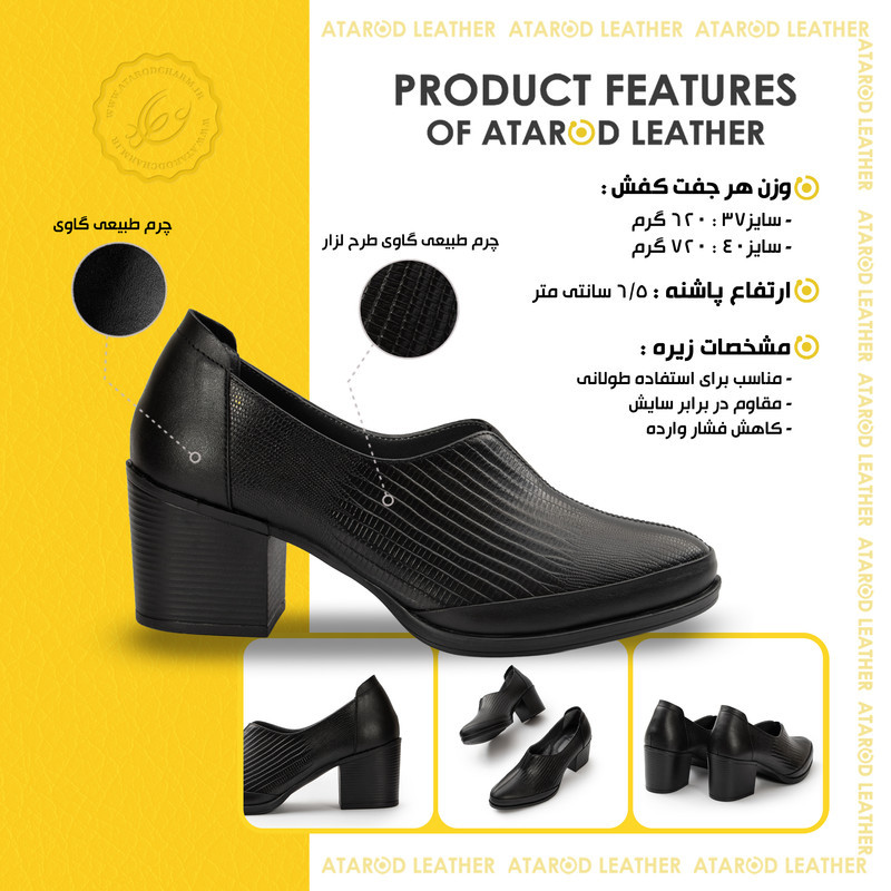 کفش پاشنه‌دار زنانه چرم عطارد مدل چرم طبیعی کد SH392