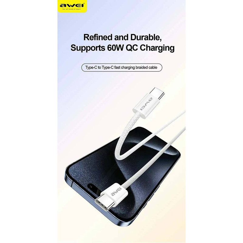 کابل USB-C اوی مدل CL-220T 60W طول 2 متر