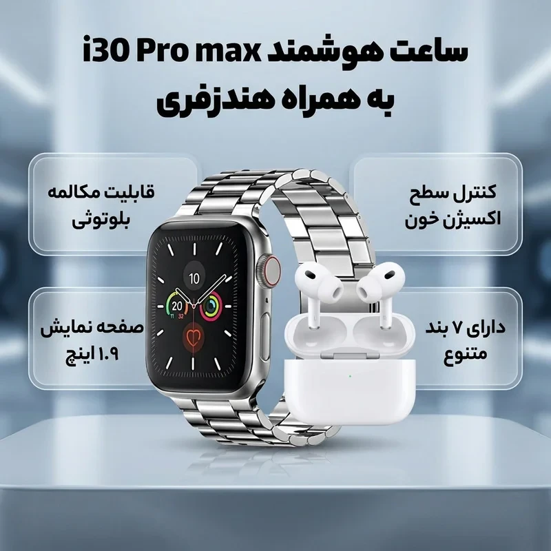ساعت هوشمند رموجت مدل i30 Pro max به همراه هدفون بلوتوثی